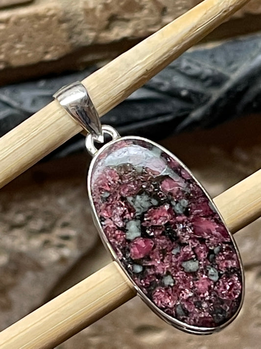 Natural Eudialyte 925 Sterling Silver Pendant 40mm - Natural Rocks by Kala