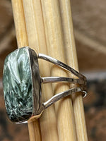 Natural Russian Seraphinite 925 Solid Sterling Silver Ring Size 9 - Natural Rocks by Kala