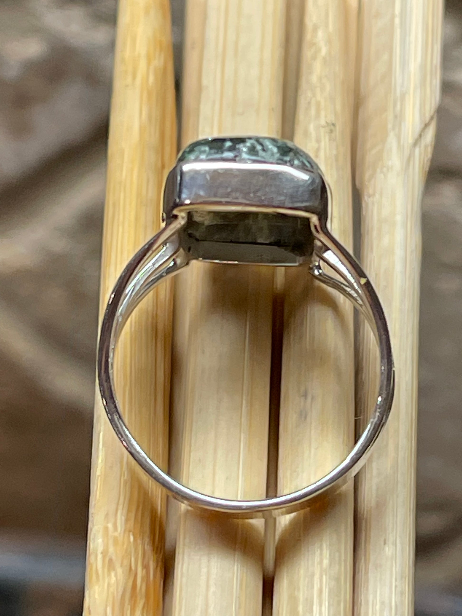 Natural Russian Seraphinite 925 Solid Sterling Silver Ring Size 9 - Natural Rocks by Kala