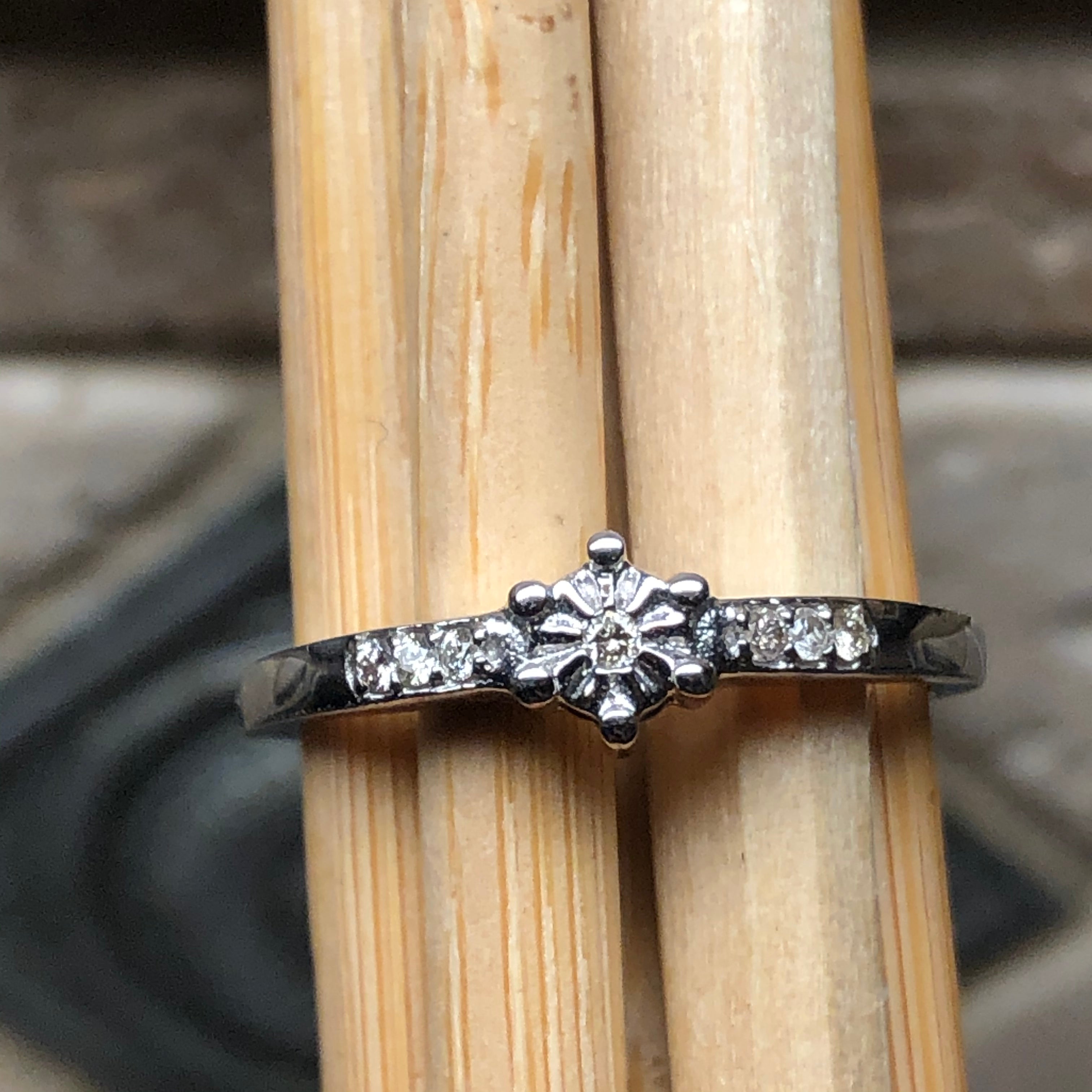 Natural White Diamond 9k White Gold Engagement Ring Size 6.25, 8 - Natural Rocks by Kala