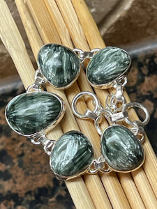 Natural Green Seraphinite 925 Solid Sterling Silver Bracelets 7" - Natural Rocks by Kala