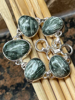 Natural Green Seraphinite 925 Solid Sterling Silver Bracelets 7" - Natural Rocks by Kala