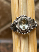 Natural 1ct Green Amethyst 925 Solid Sterling Silver Engagement Ring Size 6, 6.75, 7, 8, 8.25, 9 - Natural Rocks by Kala