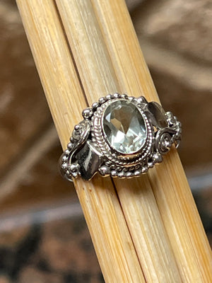 Natural 1ct Green Amethyst 925 Solid Sterling Silver Engagement Ring Size 6, 6.75, 7, 8, 8.25, 9 - Natural Rocks by Kala