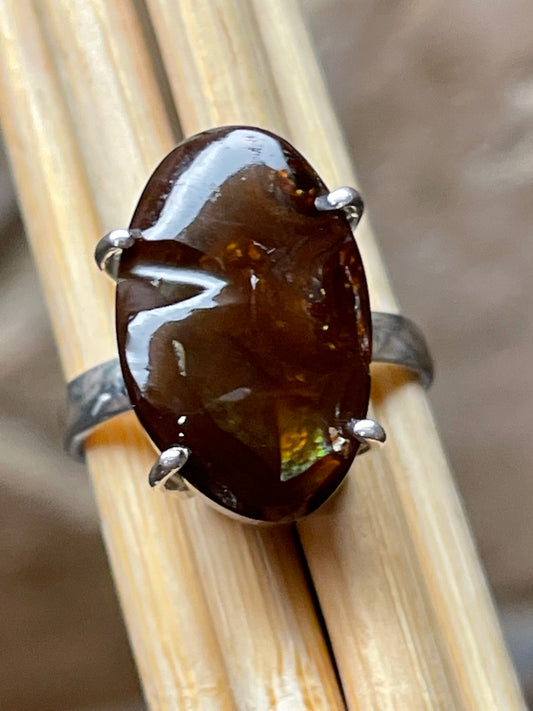 Genuine Mexican Fire Agate 925 Solid Sterling Silver Ring Size 6, 7, 8 - Natural Rocks by Kala
