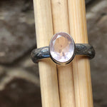 Natural 1ct Rose Quartz 925 Solid Sterling Silver Engagement Ring Size 6.5, 7 - Natural Rocks by Kala