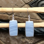 Natural Blue Lace Agate 925 Sterling Silver Earrings 35mm - Natural Rocks by Kala
