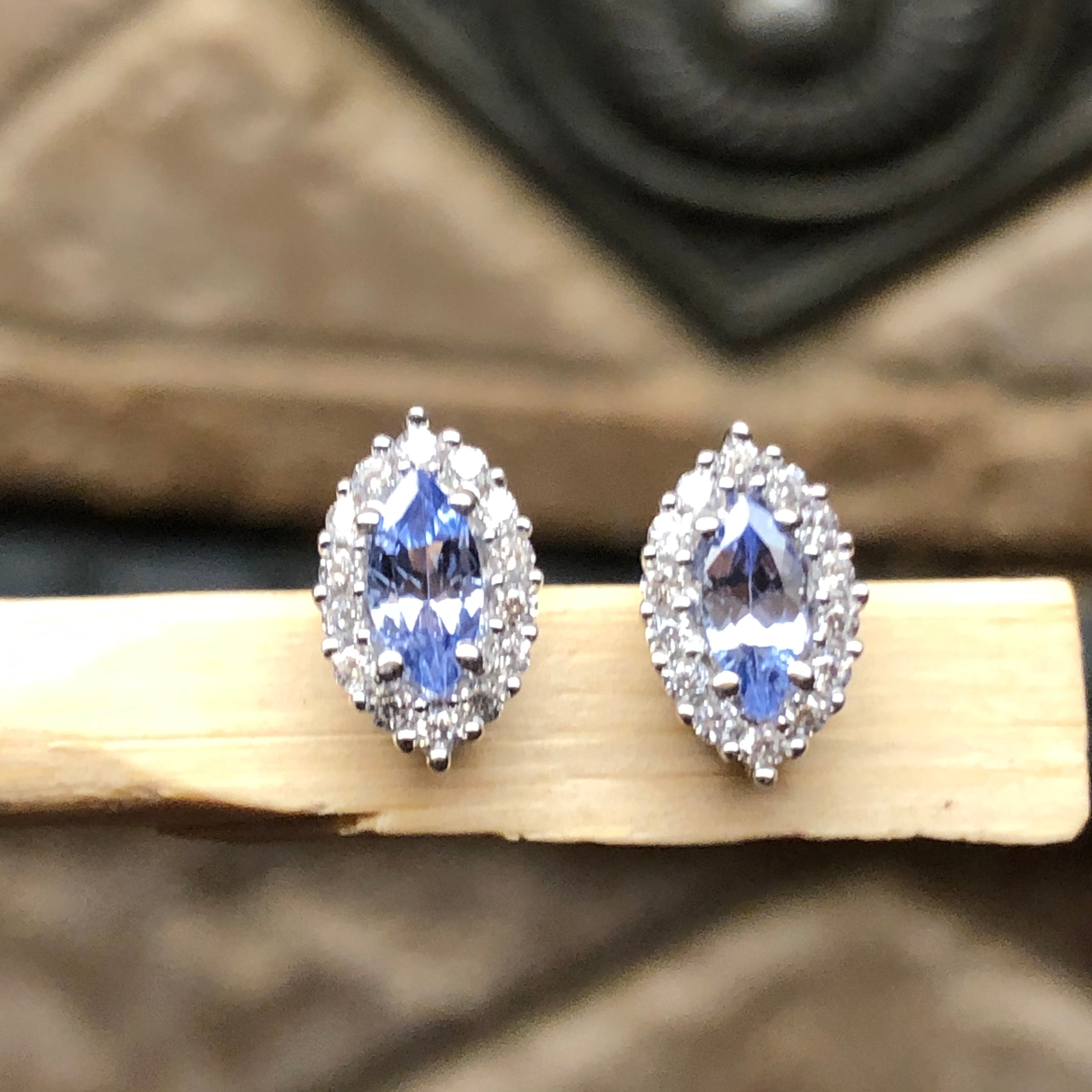 Natural Blue Tanzanite 925 Solid Sterling Silver Earrings 10mm - Natural Rocks by Kala