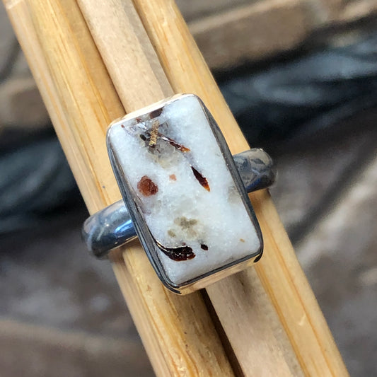 Genuine Astrophyllite 925 Solid Sterling Silver Ring Size 8 - Natural Rocks by Kala