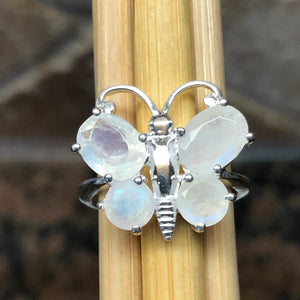 Genuine Rainbow Moonstone 925 Sterling Silver Ring Size 6, 7, 8, 9 - Natural Rocks by Kala