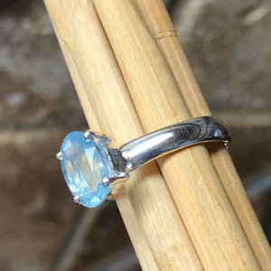 Natural 2ct Blue Aquamarine 925 Solid Sterling Silver Ring Size 6.75, 9 - Natural Rocks by Kala