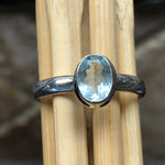 Natural Aquamarine 925 Solid Sterling Silver Engagement Ring Size 8 - Natural Rocks by Kala