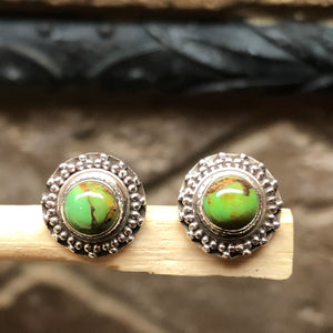 Natural Green Copper Turquoise 925 Solid Sterling Silver Earrings 10mm - Natural Rocks by Kala