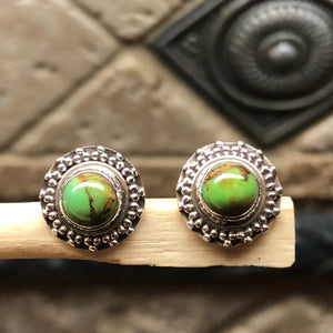 Natural Green Copper Turquoise 925 Solid Sterling Silver Earrings 10mm - Natural Rocks by Kala