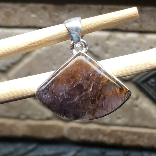 Natural Cacoxenite 925 Solid Sterling Silver Pendant 27mm - Natural Rocks by Kala