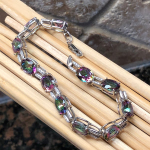 Gorgeous 20ct Mystic Topaz 925 Solid Sterling Silver Bracelet 7" - Natural Rocks by Kala