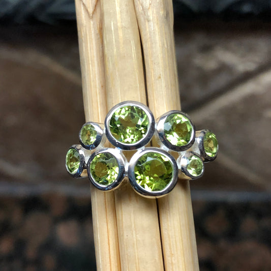 Natural 4ct Peridot 925 Solid Sterling Silver Wedding Ring Size 6, 7, 8, 9 - Natural Rocks by Kala