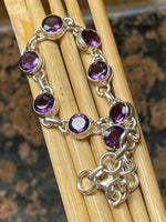 Genuine 8ct Purple Amethyst 925 Solid Sterling Silver Bracelets 7" - Natural Rocks by Kala