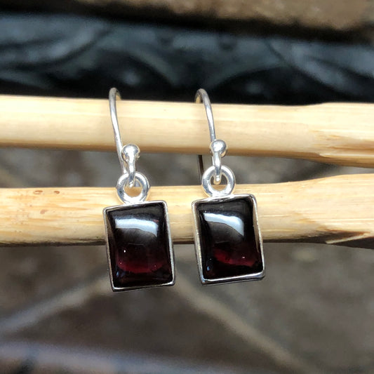 Natural Cabochan Garnet 925 Solid Sterling Silver Earrings 25mm - Natural Rocks by Kala