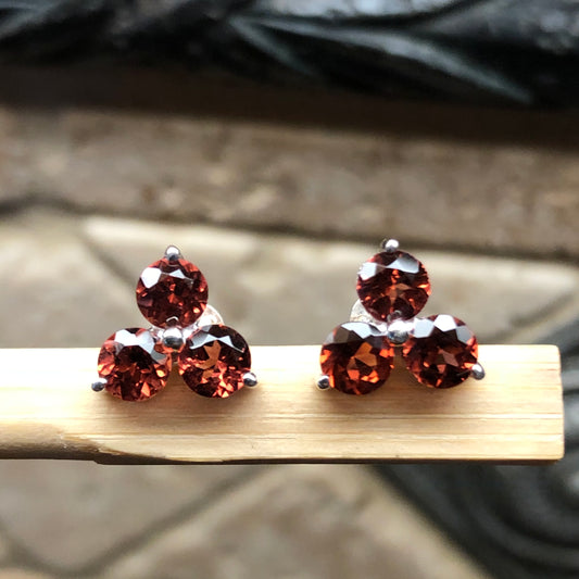 Natural 2ct Pyrope Garnet 925 Solid Sterling Silver Earrings 7mm - Natural Rocks by Kala