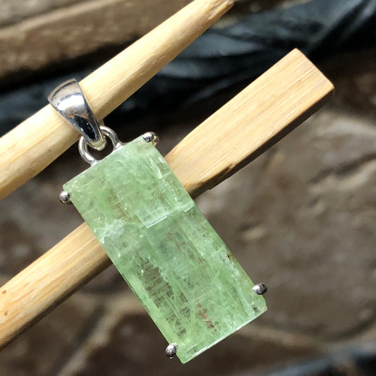 Natural Green Kyanite 925 Solid Sterling Silver Pendant 35mm - Natural Rocks by Kala