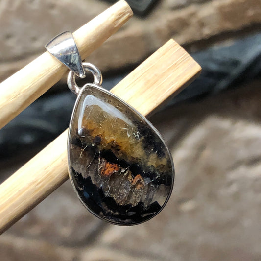 Natural Blue John 925 Solid Sterling Silver Pendant 30mm - Natural Rocks by Kala