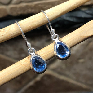 Natural Blue Kyanite 925 Solid Sterling Silver Earrings 25mm - Natural Rocks by Kala