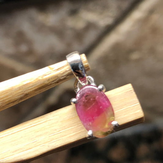 Natural Watermelon Tourmaline 925 Solid Sterling Silver Pendant 15mm - Natural Rocks by Kala