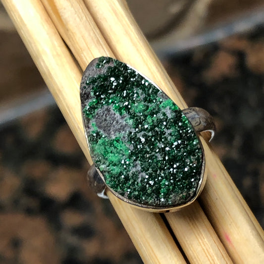 Natural Uvarovite Garnet 925 Sterling Silver Silver Ring 7.25 - Natural Rocks by Kala