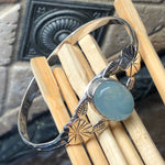 Natural Blue Aquamarine 925 Solid Sterling Silver Cuff Bracelets - Natural Rocks by Kala