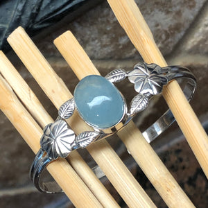 Natural Blue Aquamarine 925 Solid Sterling Silver Cuff Bracelets - Natural Rocks by Kala