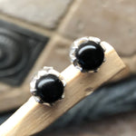 Genuine Black Onyx 925 Solid Sterling Silver Earrings 7mm - Natural Rocks by Kala