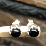 Genuine Black Onyx 925 Solid Sterling Silver Earrings 7mm - Natural Rocks by Kala