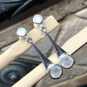 Natural Rainbow Moonstone 925 Solid Sterling Silver Earrings 30mm - Natural Rocks by Kala