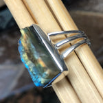 Natural Blue Labradorite 925 Solid Sterling Silver Ring Size 9.5 - Natural Rocks by Kala