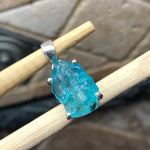 Genuine Neon Blue Apatite 925 Solid Sterling Silver Pendant 22mm - Natural Rocks by Kala