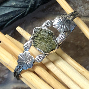 Natural Moldavite 925 Solid Sterling Silver Cuff Bracelet - Natural Rocks by Kala