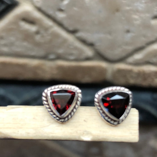 Natural 2ct Pyrope Garnet 925 Solid Sterling Silver Earrings 7mm - Natural Rocks by Kala