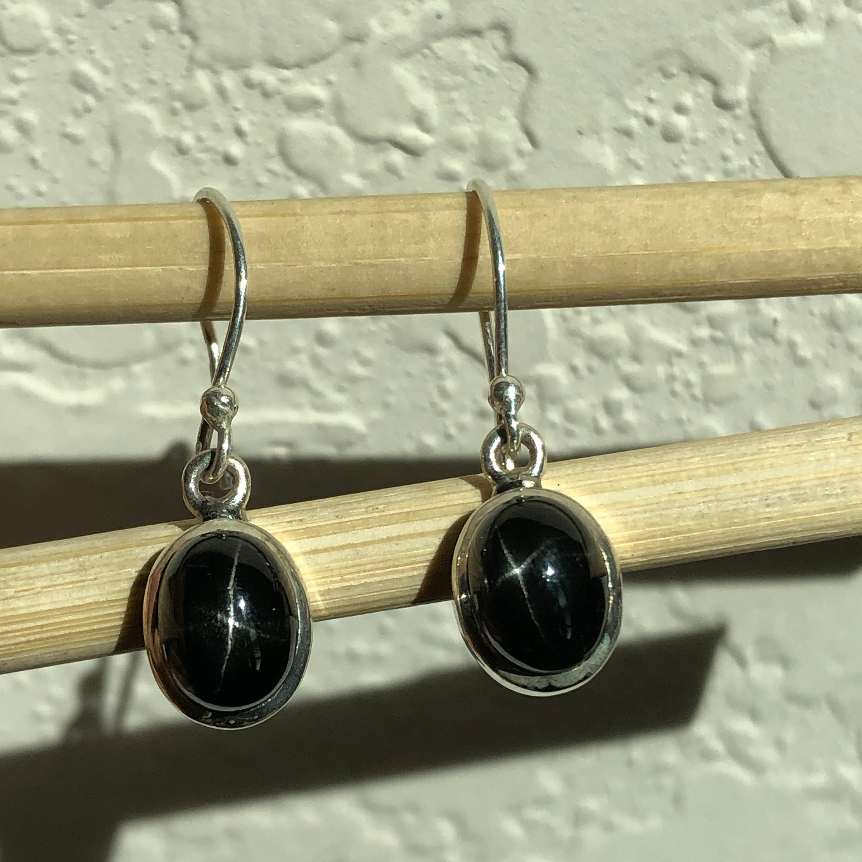 Genuine Black Star Diopside 925 Solid Sterling Silver Earrings 25mm - Natural Rocks by Kala