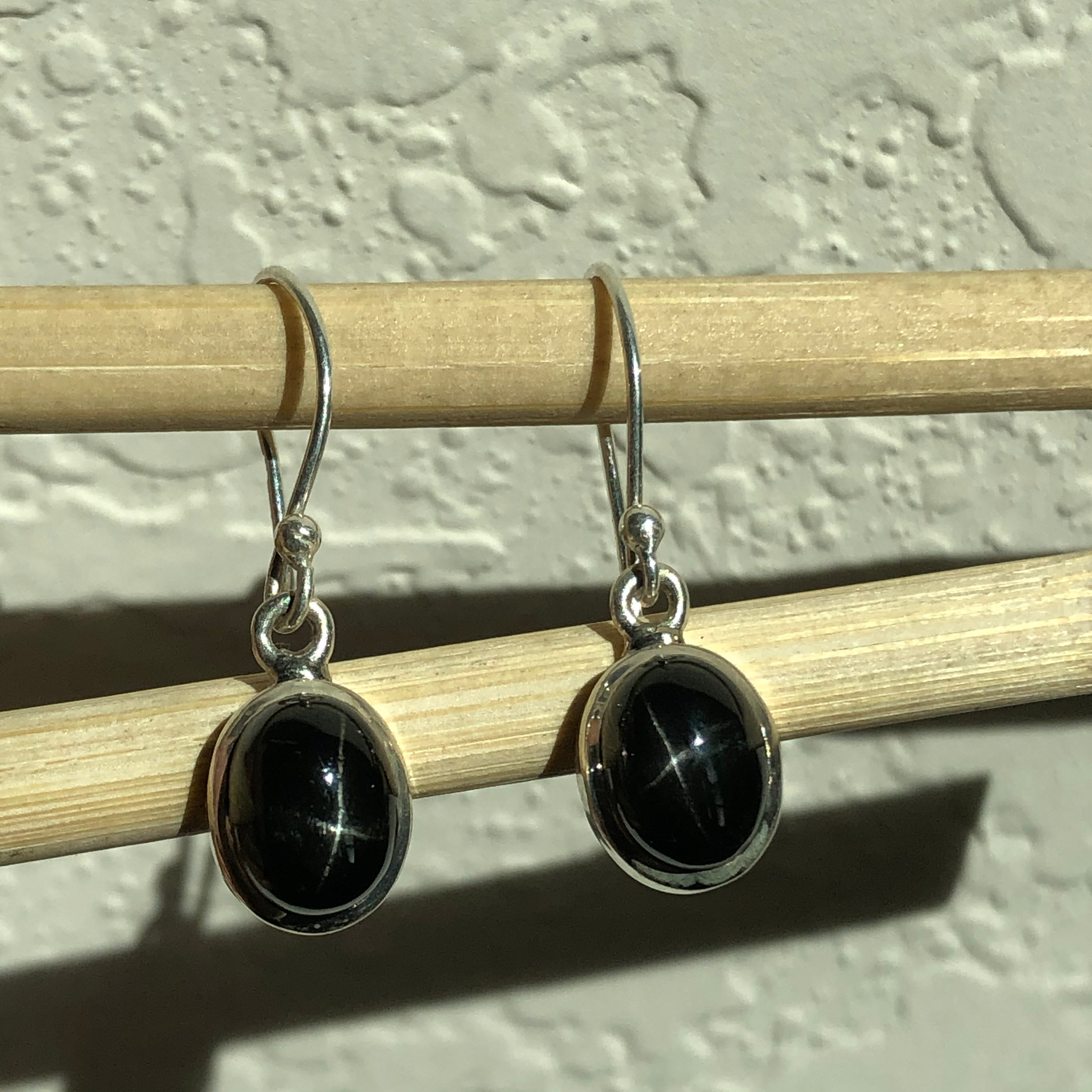 Genuine Black Star Diopside 925 Solid Sterling Silver Earrings 25mm - Natural Rocks by Kala