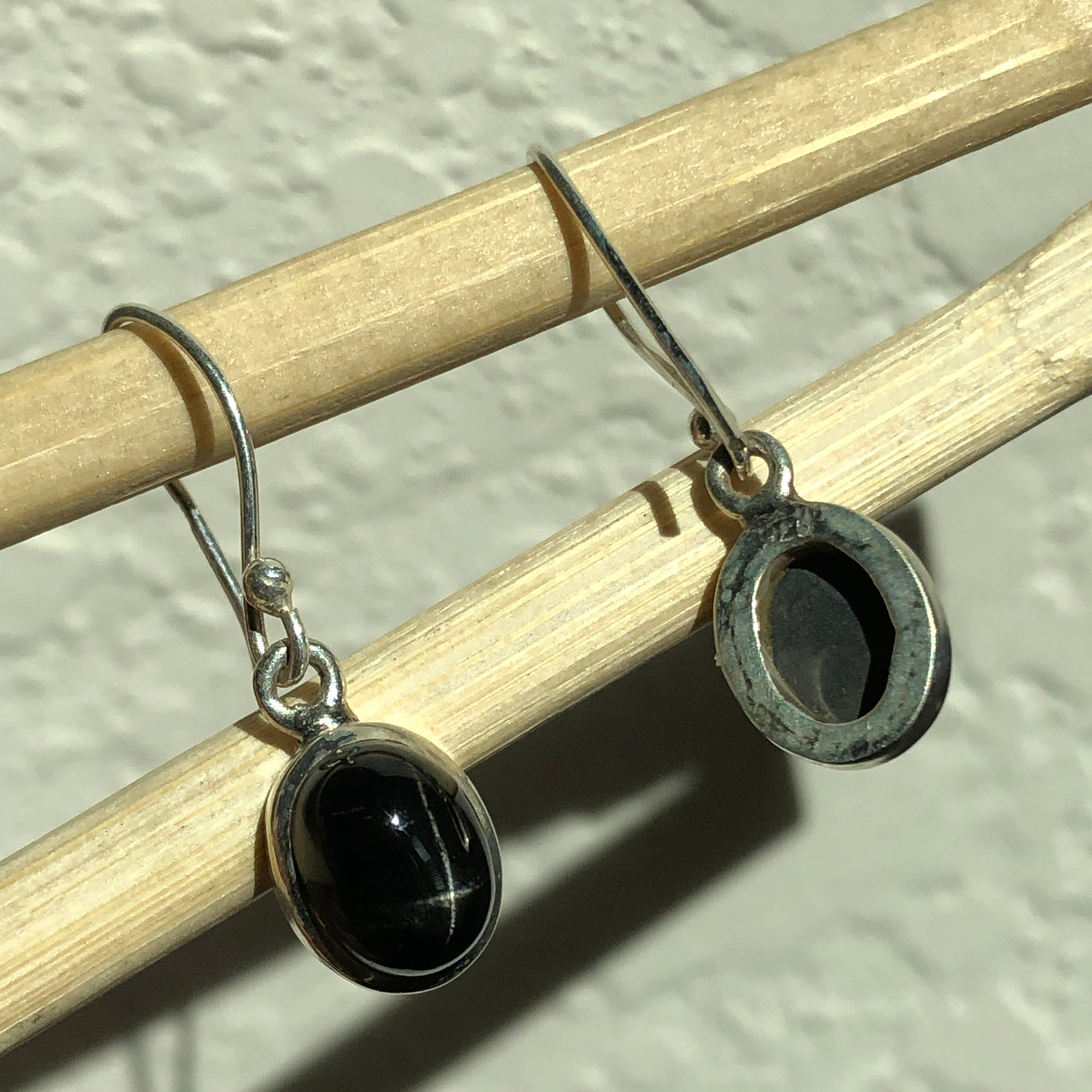 Genuine Black Star Diopside 925 Solid Sterling Silver Earrings 25mm - Natural Rocks by Kala