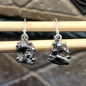 Natural Meteorite Campo Del Cielo 925 Solid Sterling Silver Earrings 25mm - Natural Rocks by Kala