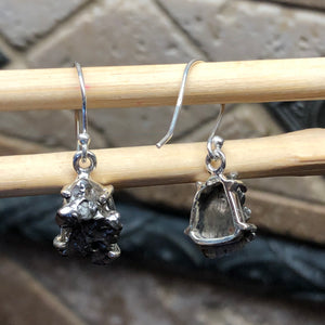 Natural Meteorite Campo Del Cielo 925 Solid Sterling Silver Earrings 25mm - Natural Rocks by Kala