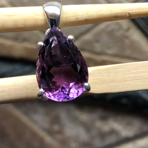 Natural 8ct Purple Amethyst 925 Solid Sterling Silver Pendant 25mm - Natural Rocks by Kala