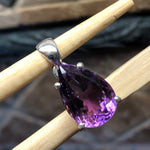 Natural 8ct Purple Amethyst 925 Solid Sterling Silver Pendant 25mm - Natural Rocks by Kala