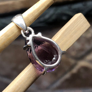 Natural 8ct Purple Amethyst 925 Solid Sterling Silver Pendant 25mm - Natural Rocks by Kala