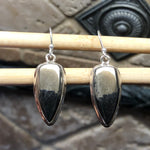 Natural Pyrite in Magnetite 925 Solid Sterling Silver Earrings 30mm - Natural Rocks by Kala