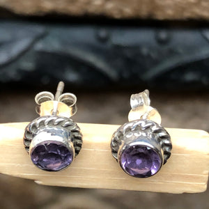 Natural 2ct Purple Amethyst 925 Sterling Silver Earrings 9mm - Natural Rocks by Kala