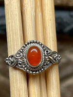 Genuine Carnelian 925 Solid Sterling Silver Engagement Ring Size 6.5, 7, 7.5, 8, 8.25, 9, 9.5 - Natural Rocks by Kala