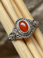 Genuine Carnelian 925 Solid Sterling Silver Engagement Ring Size 6.5, 7, 7.5, 8, 8.25, 9, 9.5 - Natural Rocks by Kala